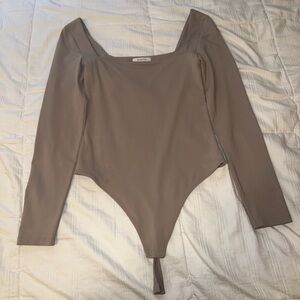 Babaton Beige Long Sleeve Bodysuit